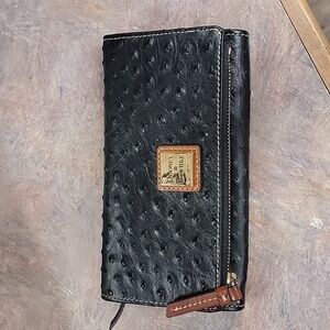 Dooney & Bourke foldover ostrich wallet. Black. Used very little